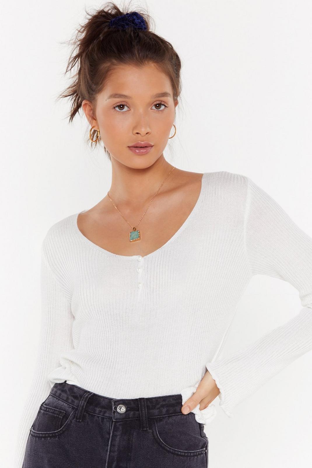 Are You Gonna Be Our Pearl Ribbed Knit Sweater image number 1