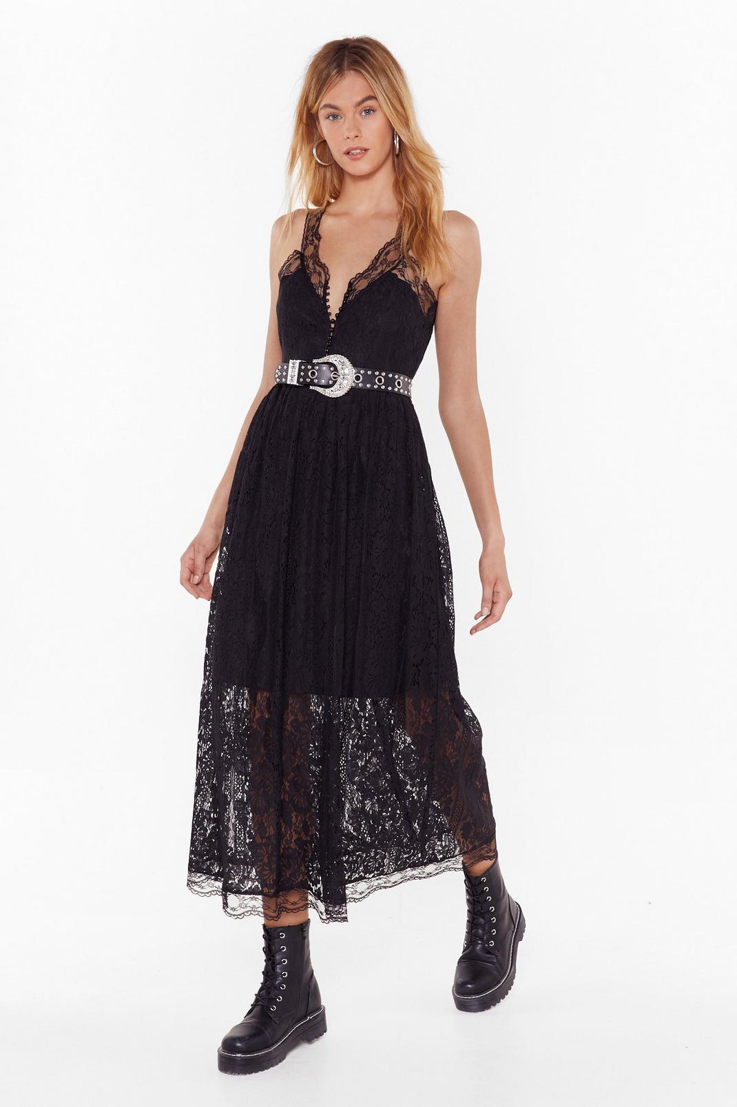 Save a Lace For Me Plunging Midi Dress image number 1