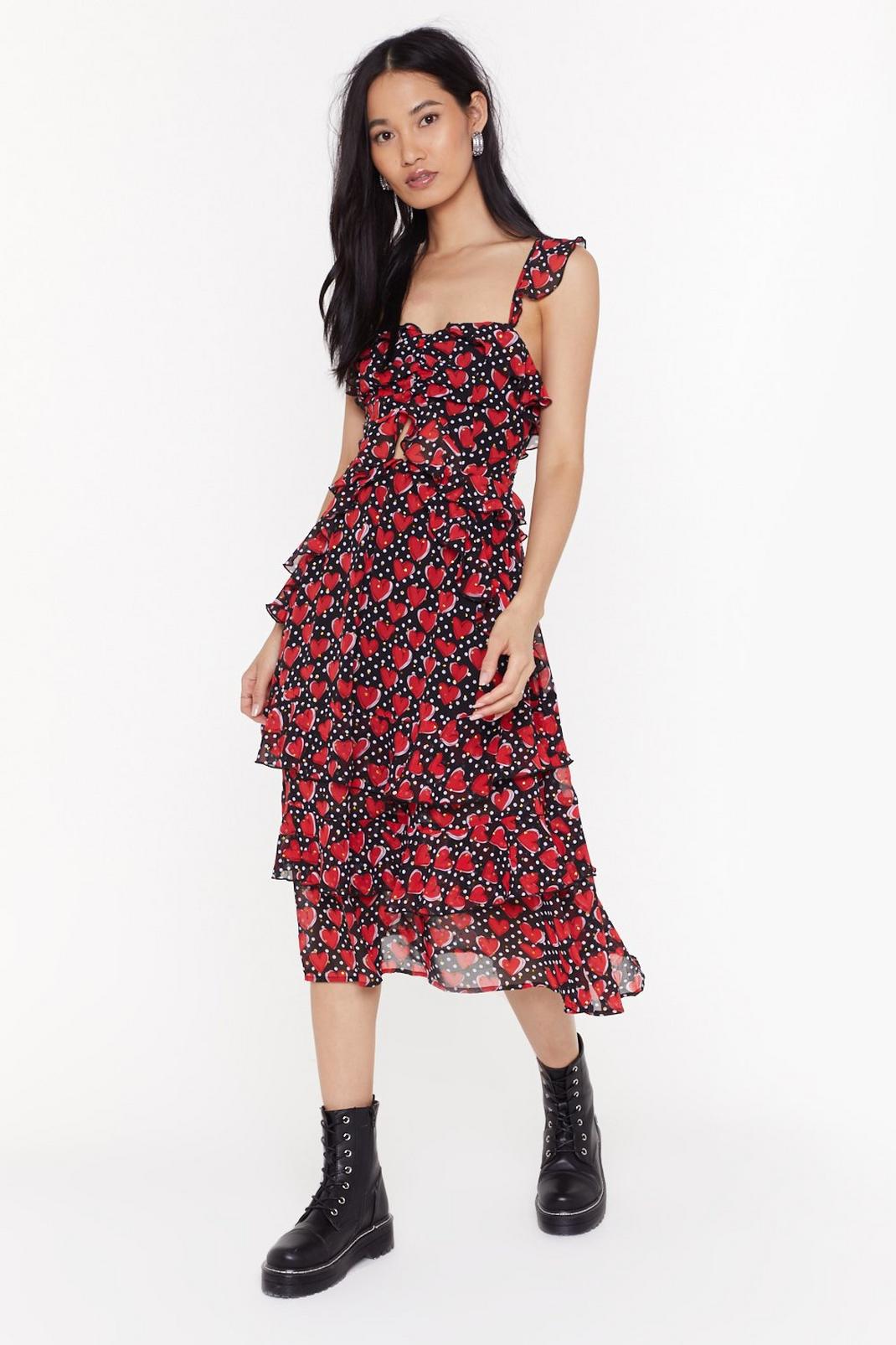 Piece of Your Heart Ruffle Midi Dress image number 1