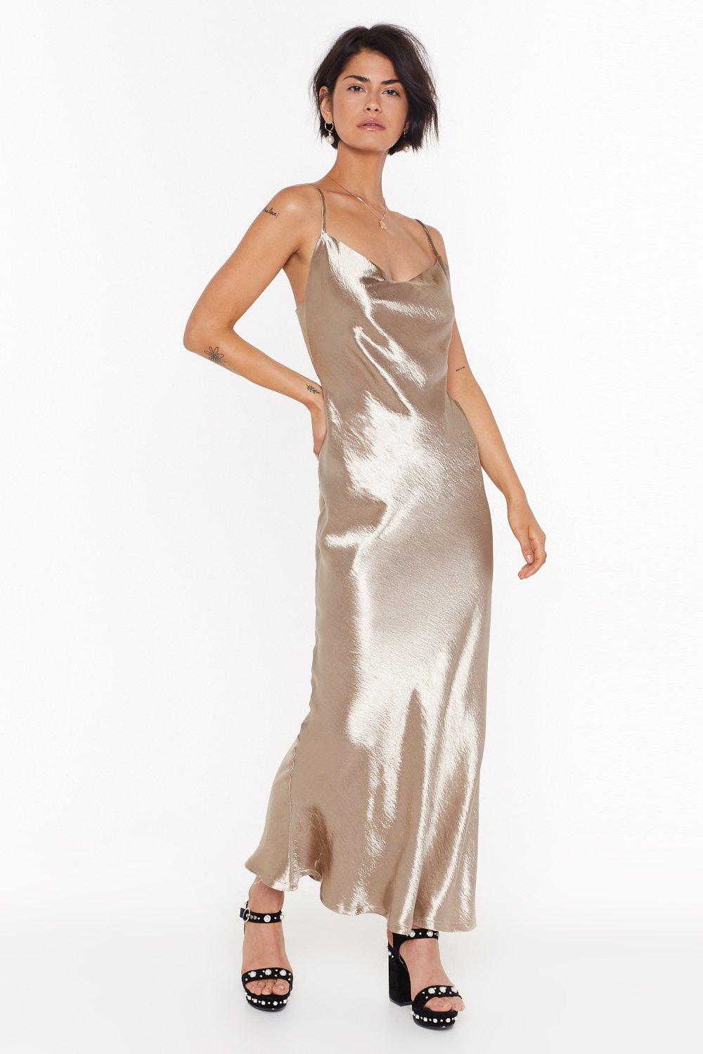 Don't Slip Up Satin Maxi Dress | Nasty Gal