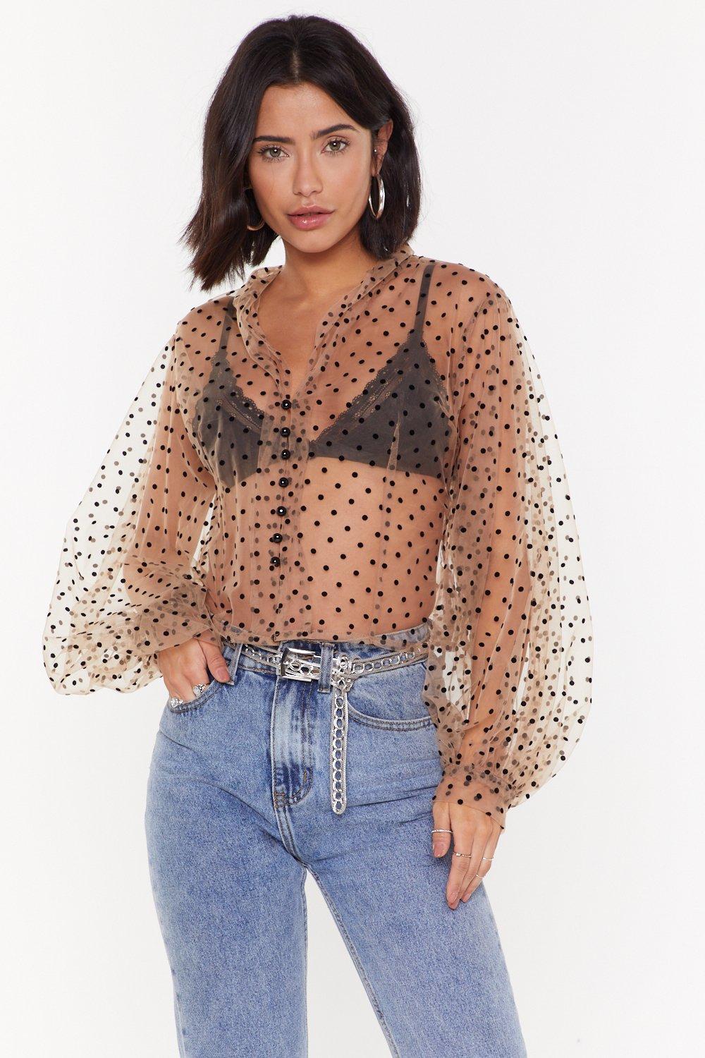 mesh polka dot shirt