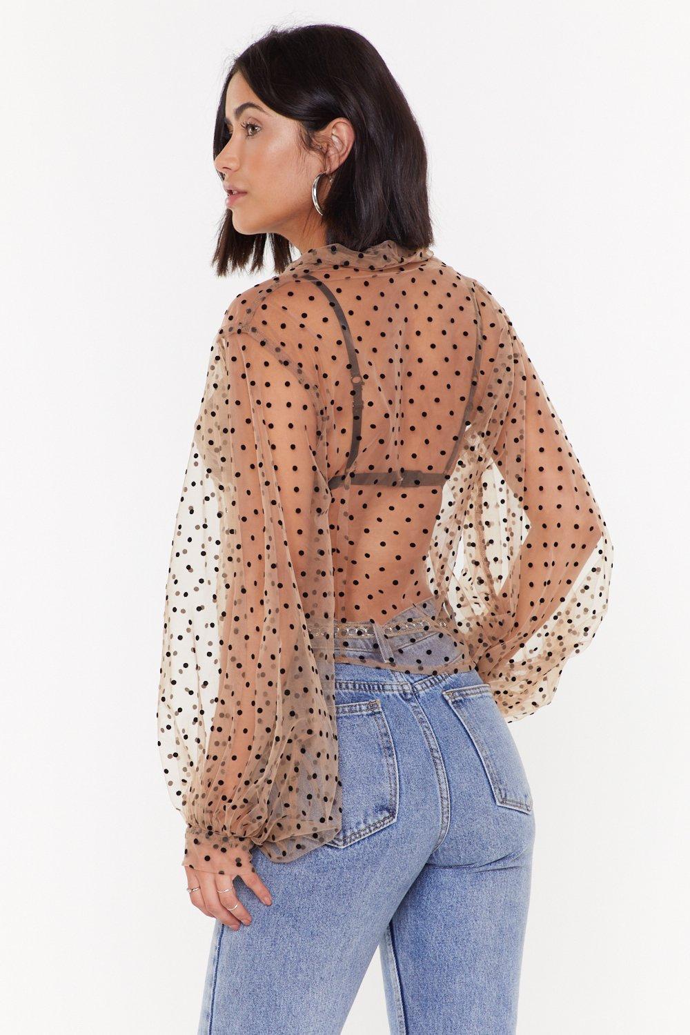 Mesh polka dot shirt online