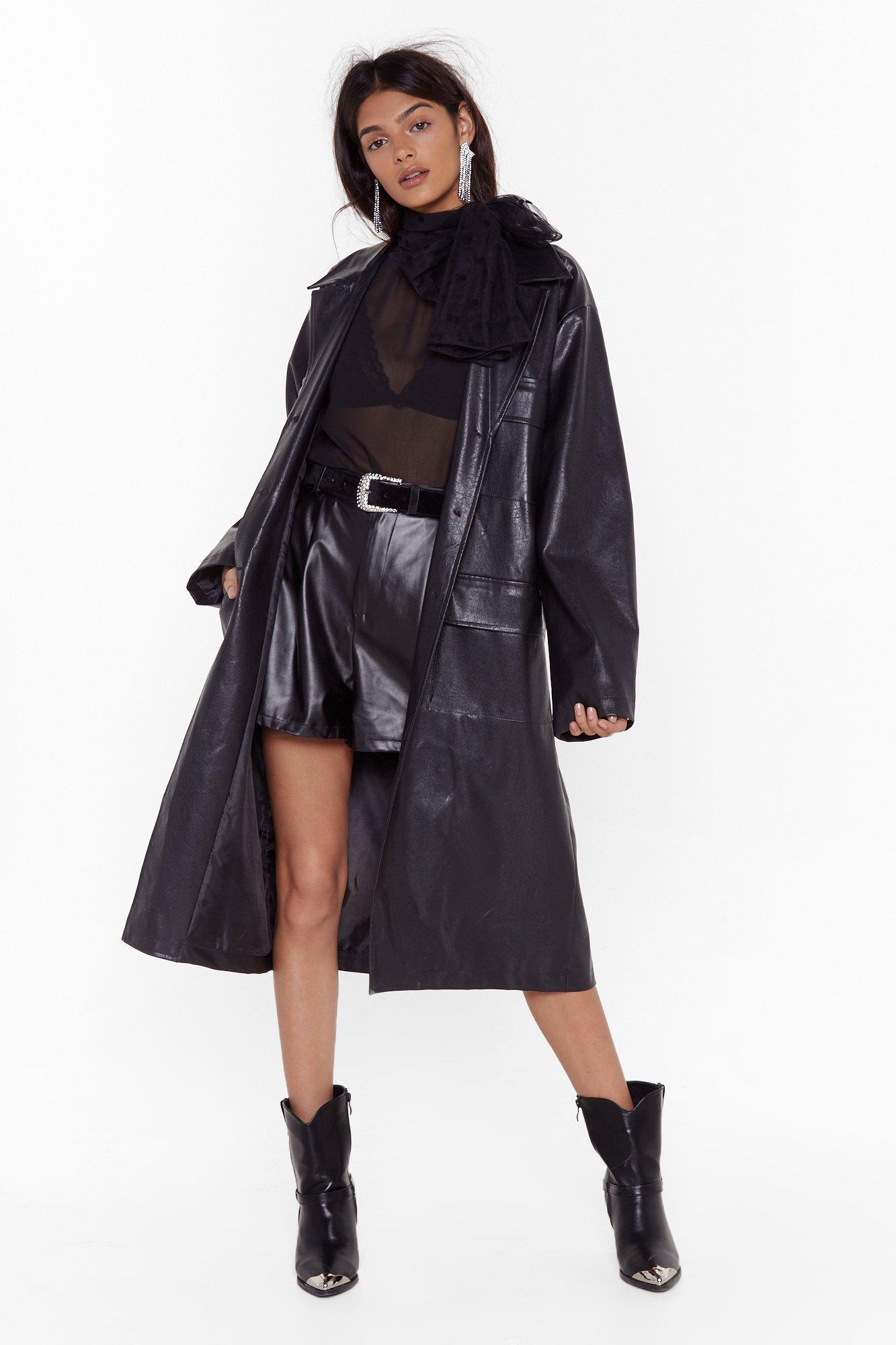 Leather Let Me Go Faux Leather Trench Coat | Nasty Gal