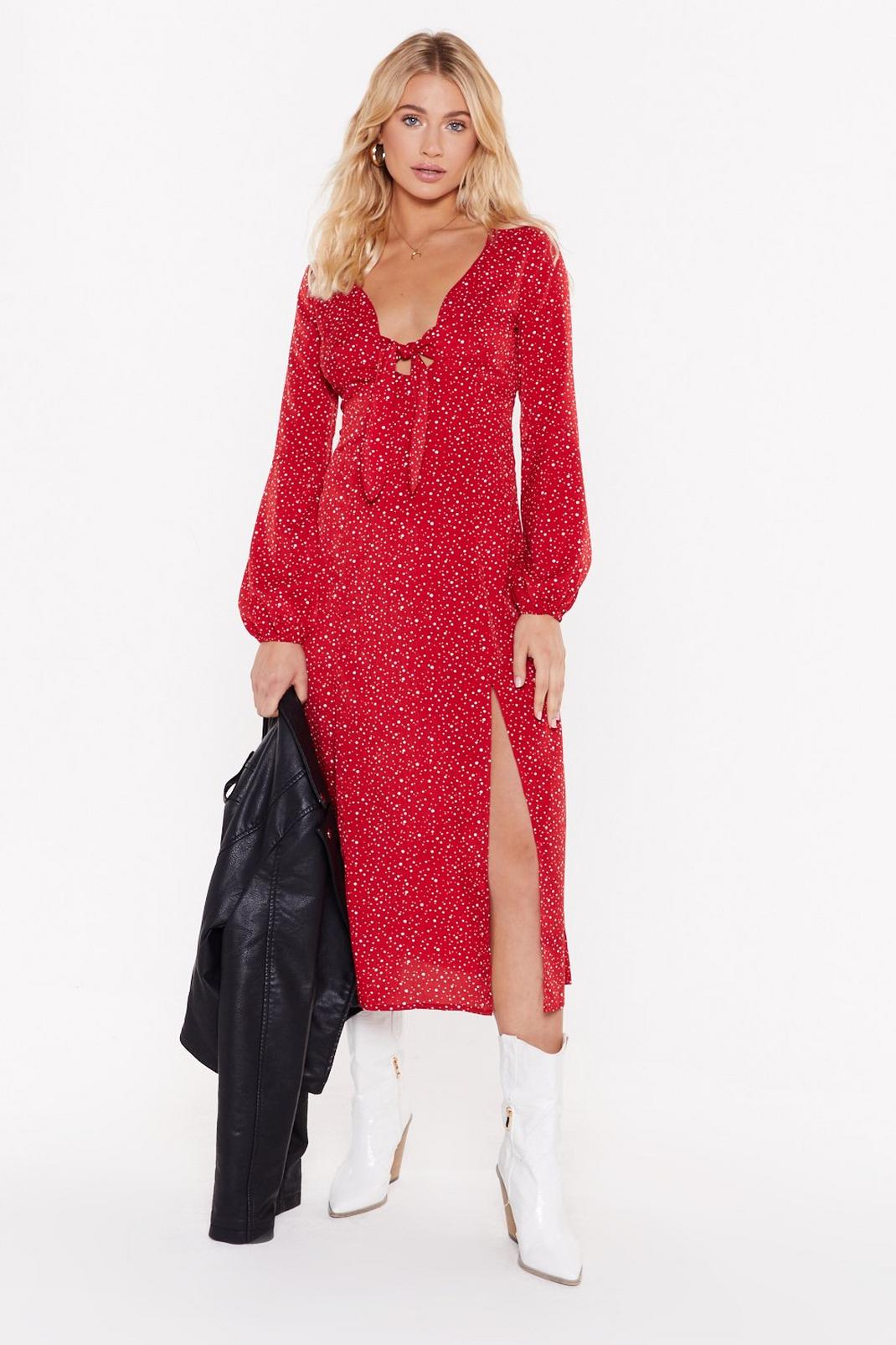 Dot That into You Tie Midi Dress image number 1