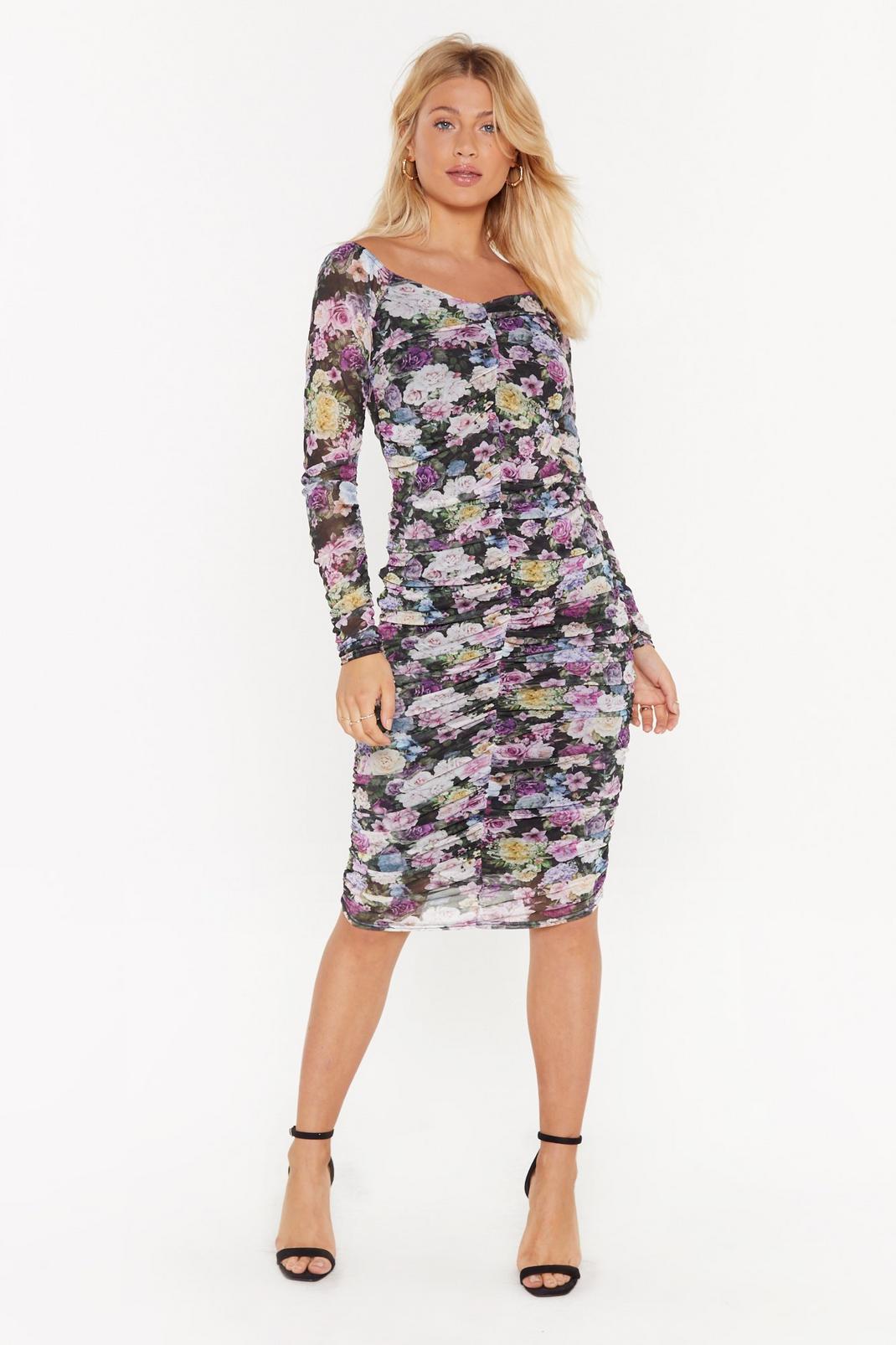 In No Ruche Floral Midi Dress image number 1