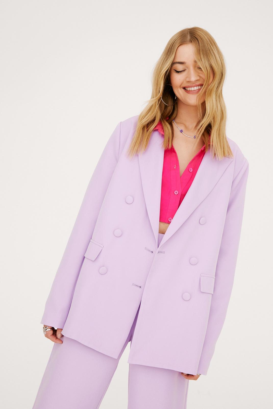 Lavender Suits You Double Breasted Relaxed Blazer image number 1