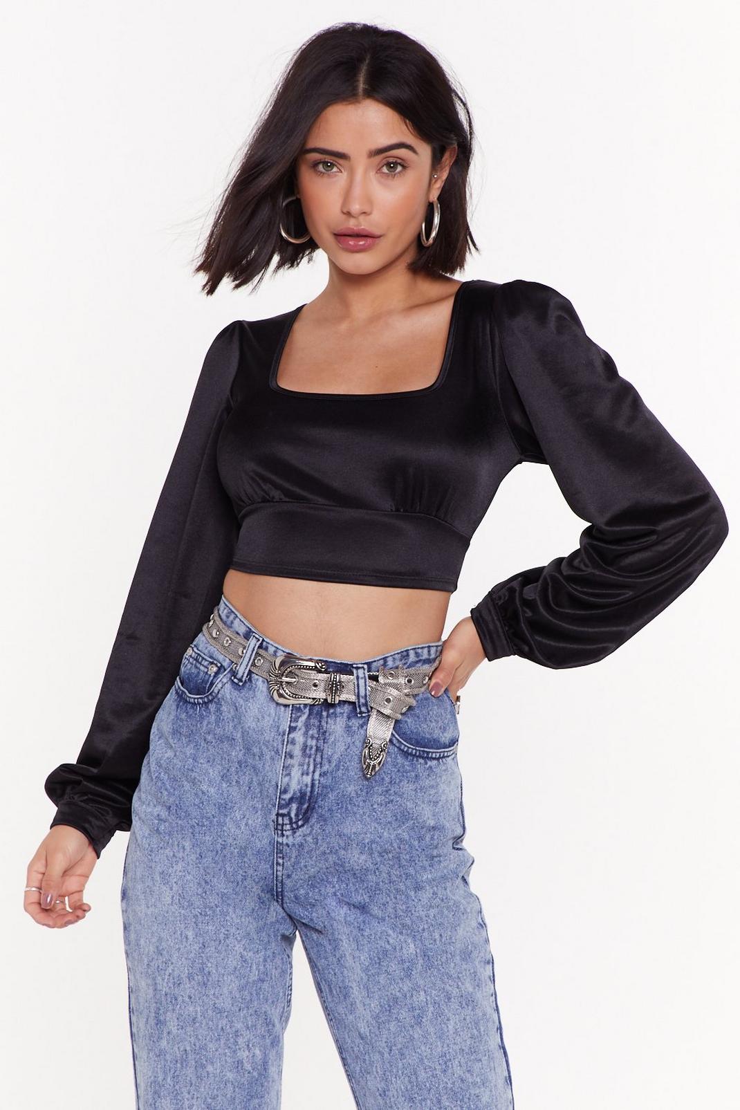 Keeping Our Options Open Satin Crop Top image number 1