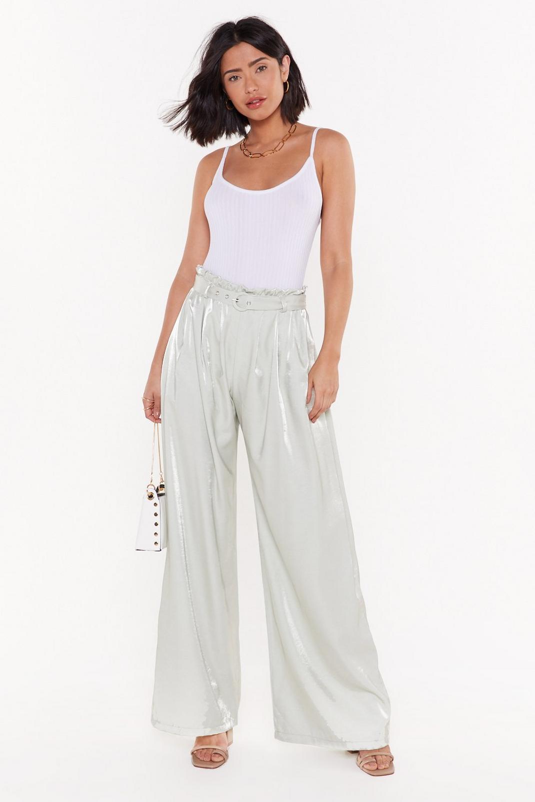 Belted Wide Leg Shimmer Trousers image number 1