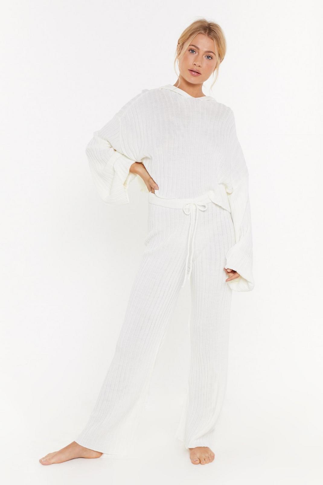 Give Knit A Rest Ribbed Wide Leg Lounge Pant image number 1