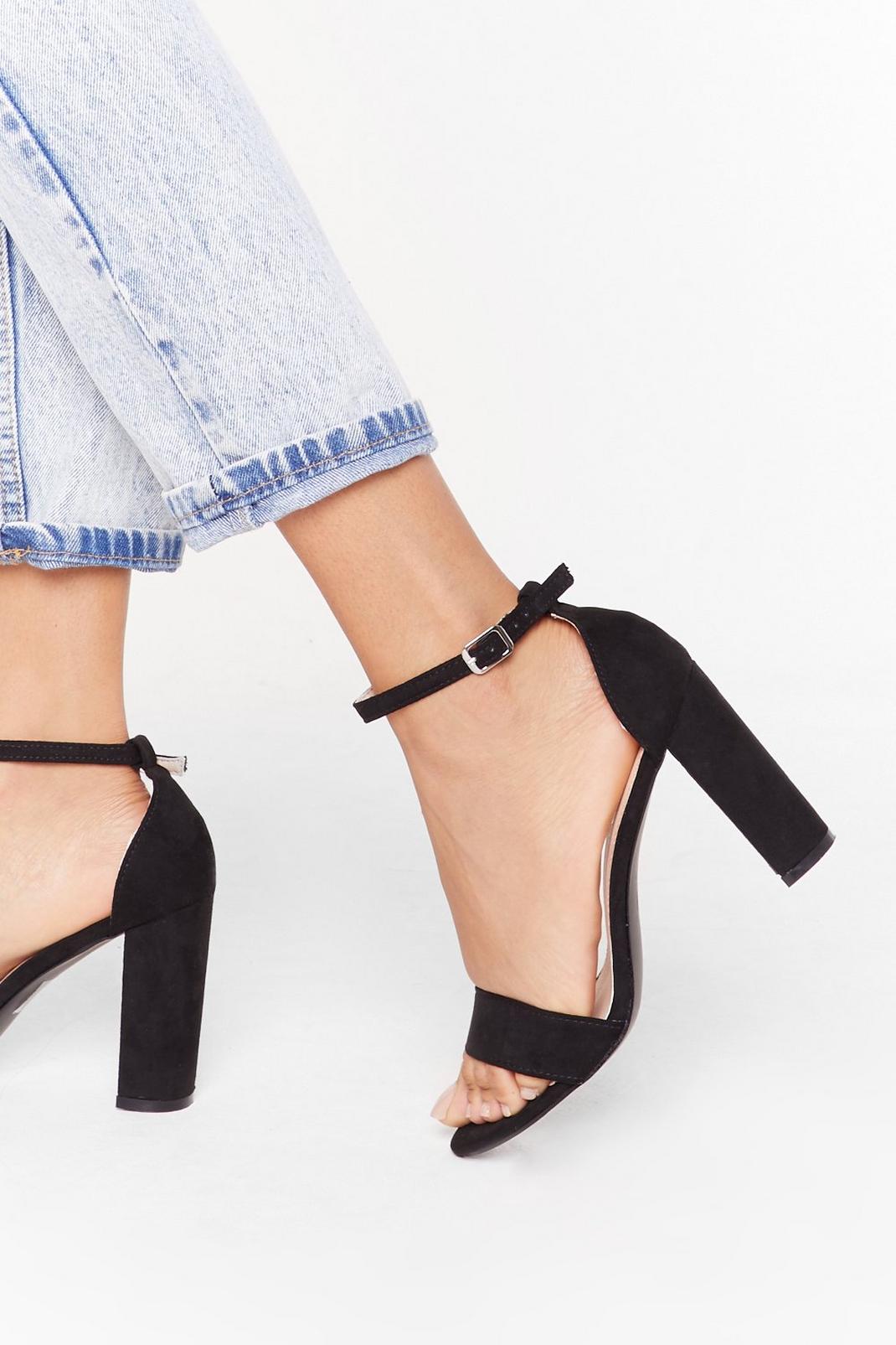 In Our Strappy Place Faux Suede Block Heels image number 1