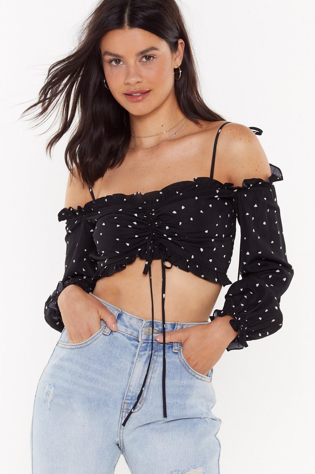 Heart on My Sleeve Cold Shoulder Cropped top image number 1