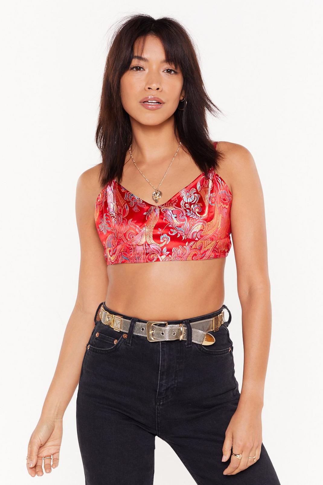 We're Growing Out Tonight Floral Jacquard Bra Top image number 1