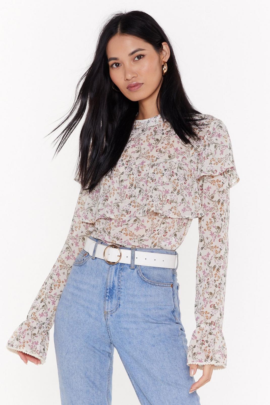 What Frill be High-Neck Floral Top image number 1