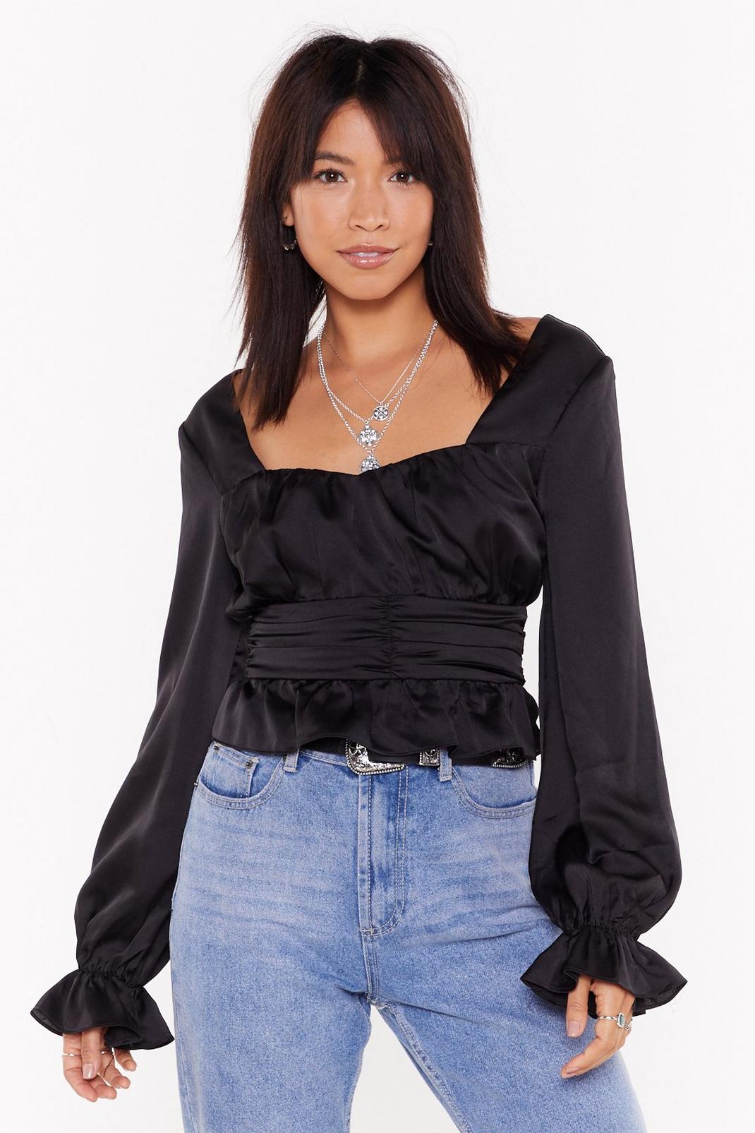 Everytime We Touch Satin Ruched Blouse image number 1