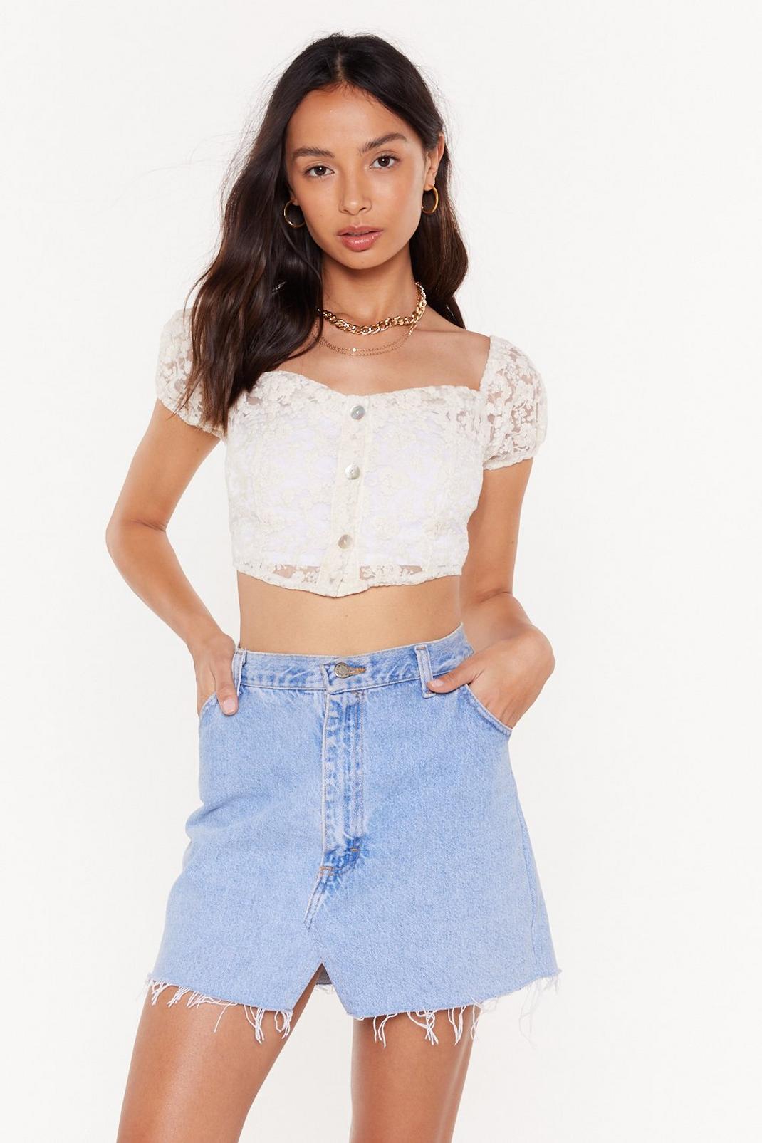 Don't Go Square Puff Sleeve Crop Top image number 1