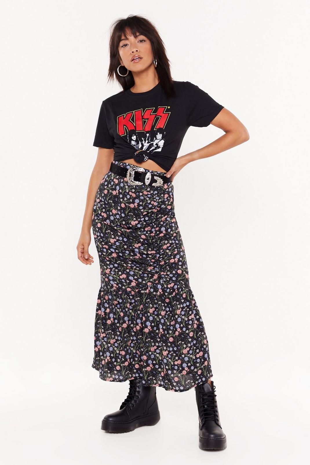 Grow Love Lost Floral Ruched Maxi Skirt image number 1