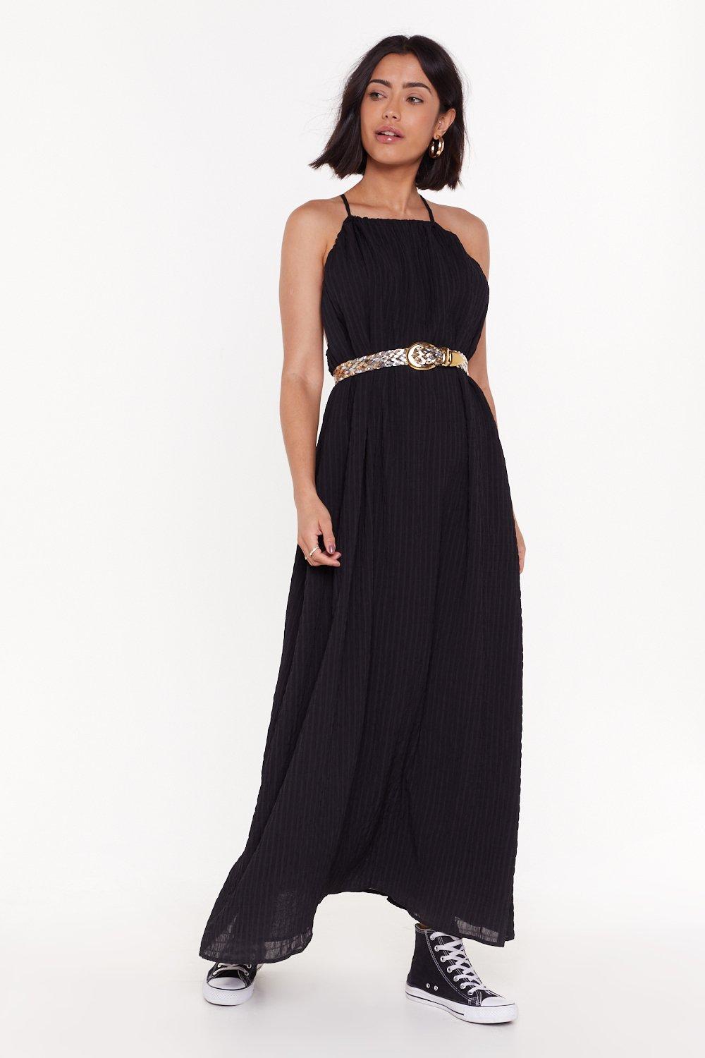 black strappy evening dress