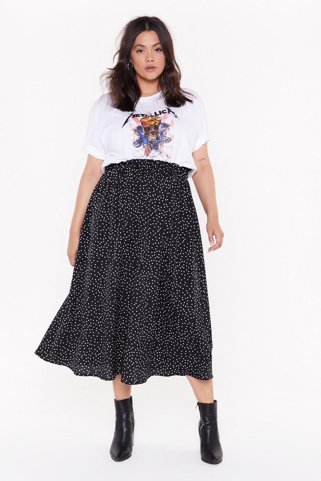 Plus Size Polka Dot Midi Skirt |