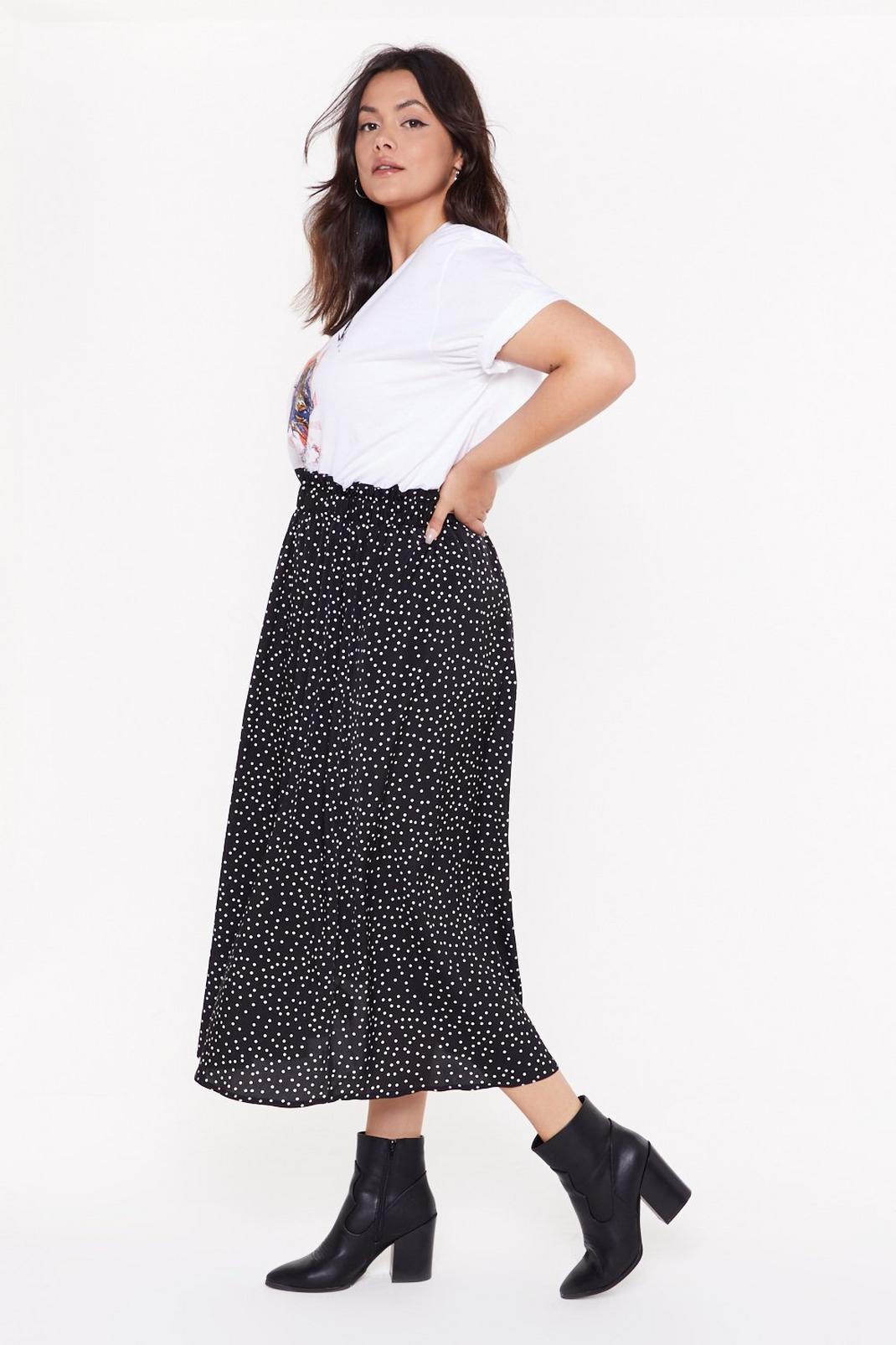 105 Plus Size Polka Dot Midi Skirt image number 2