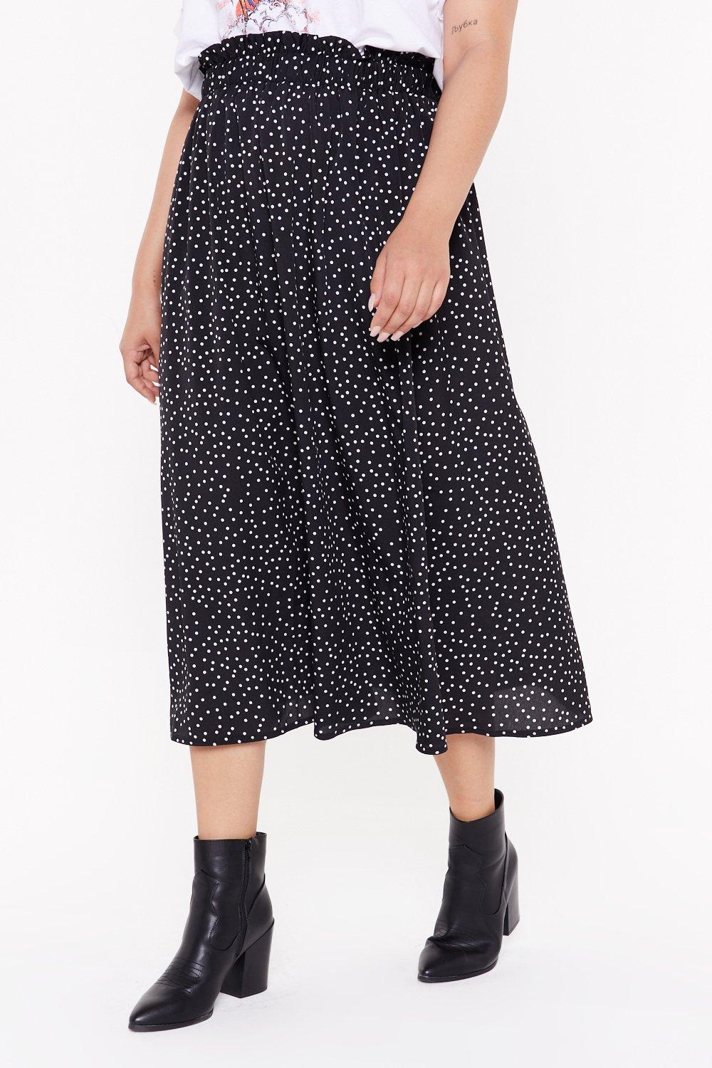 Black polka clearance dot midi skirt