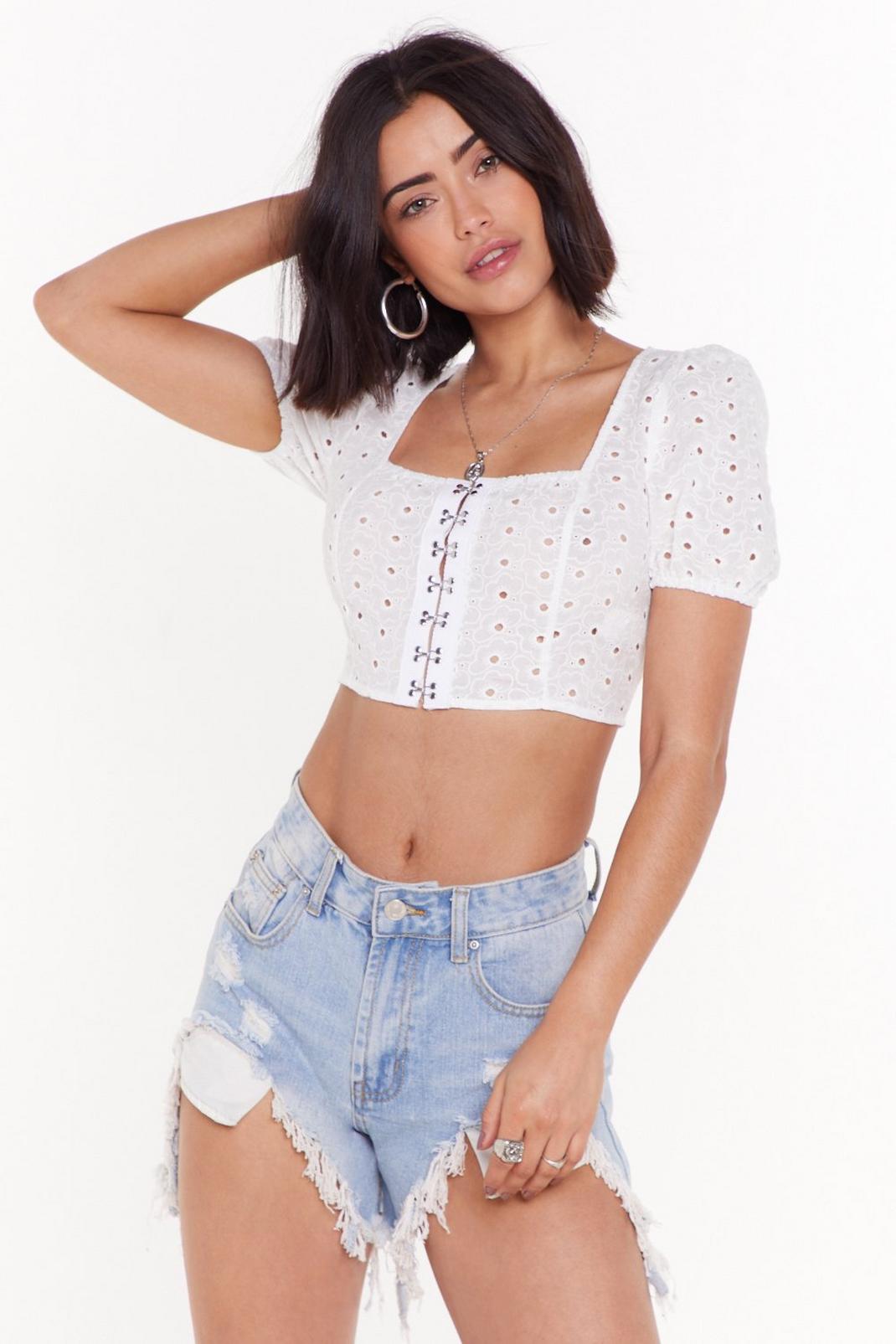 Hook After Yourself Broderie Anglaise Crop Top image number 1