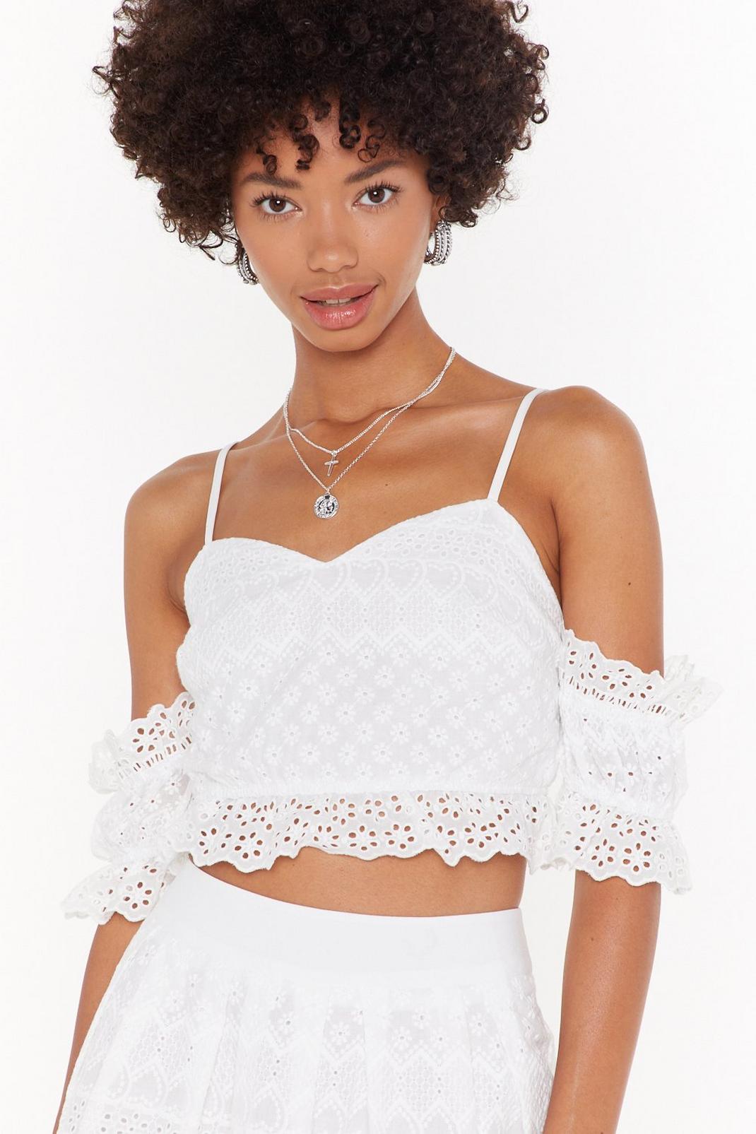 Broderie Lace Up Top image number 1