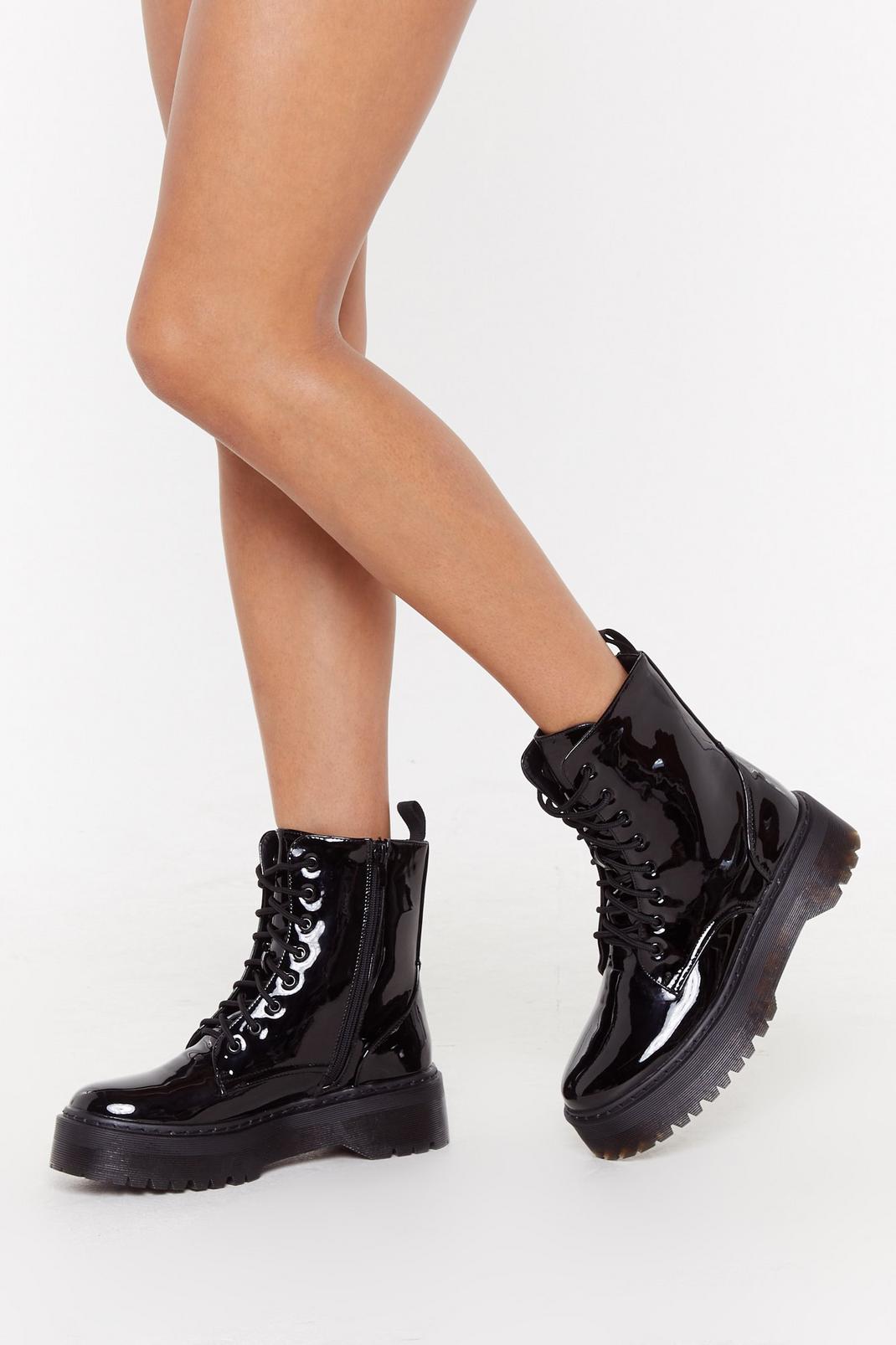 Back On Your Feet Chunky Patent Boots image number 1