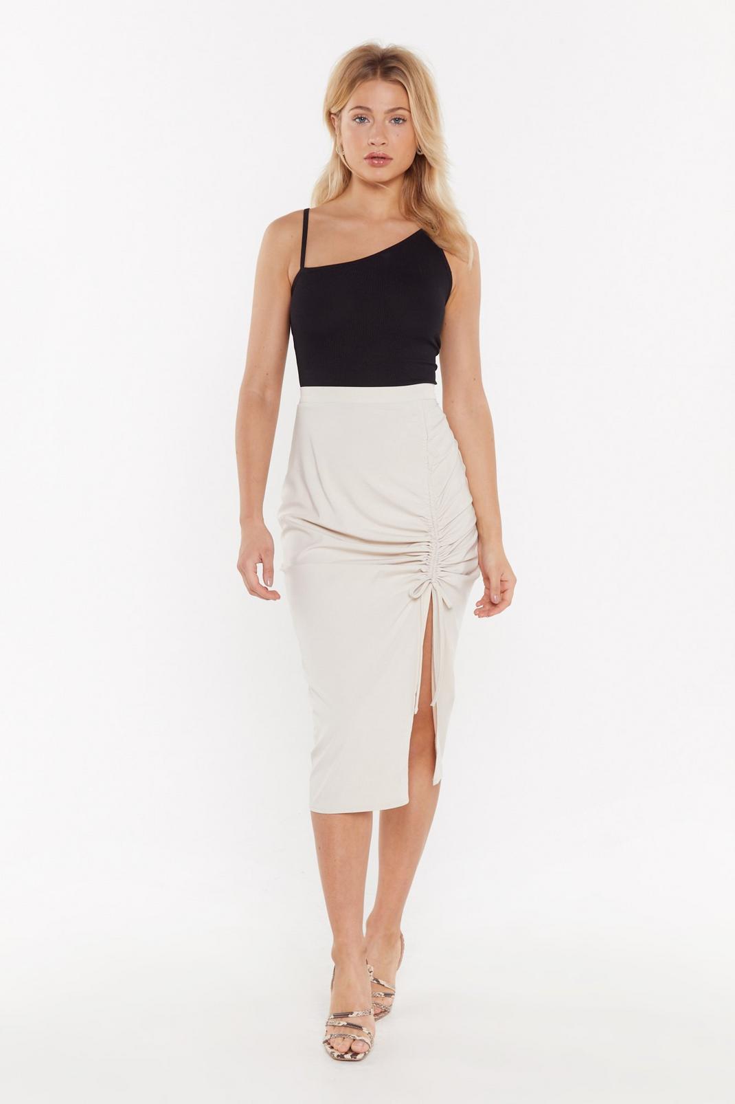 A Little Slit of Heaven Ruched Midi Skirt image number 1