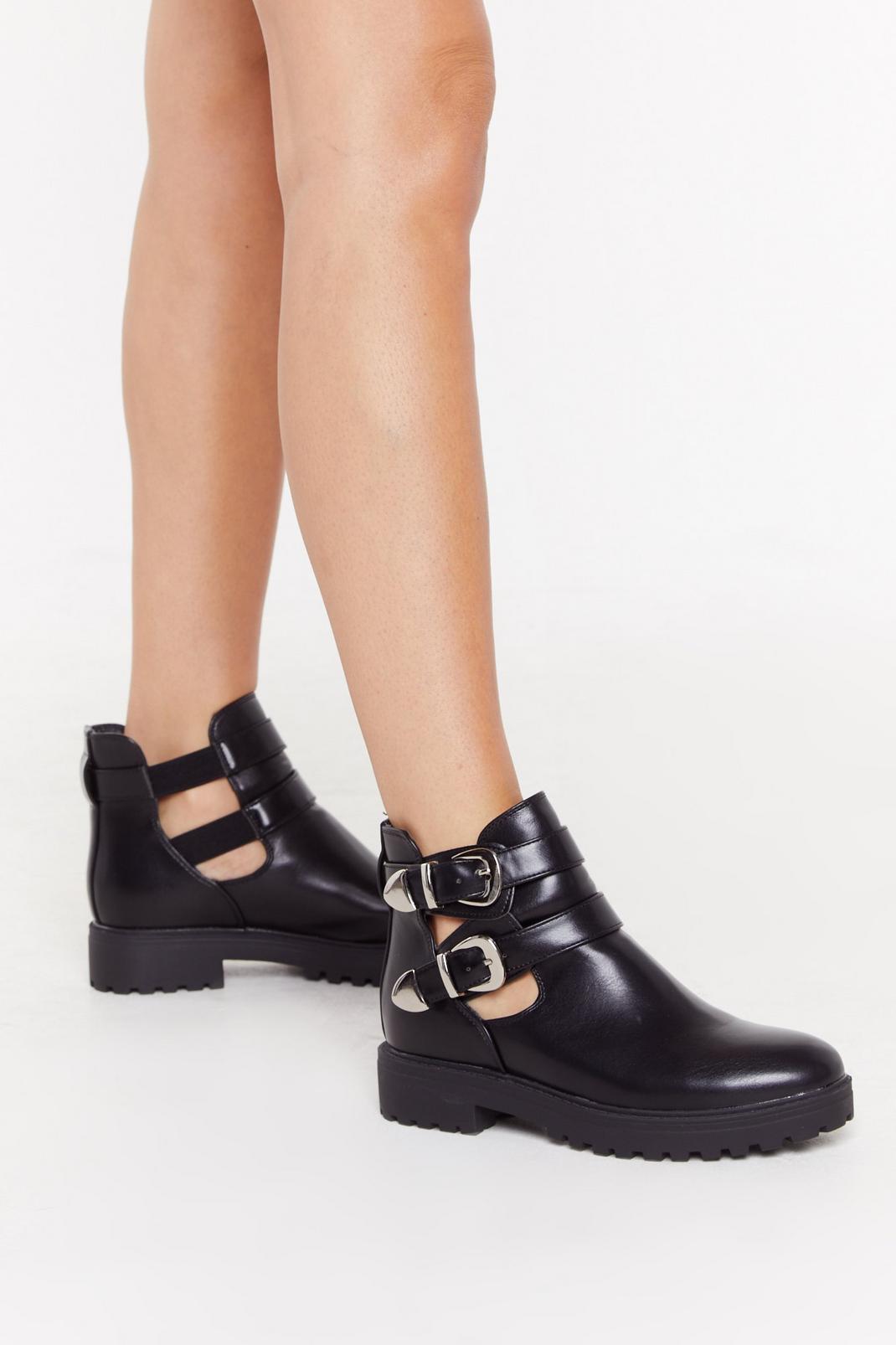 Double Buckle Cut Out Biker Boot image number 1