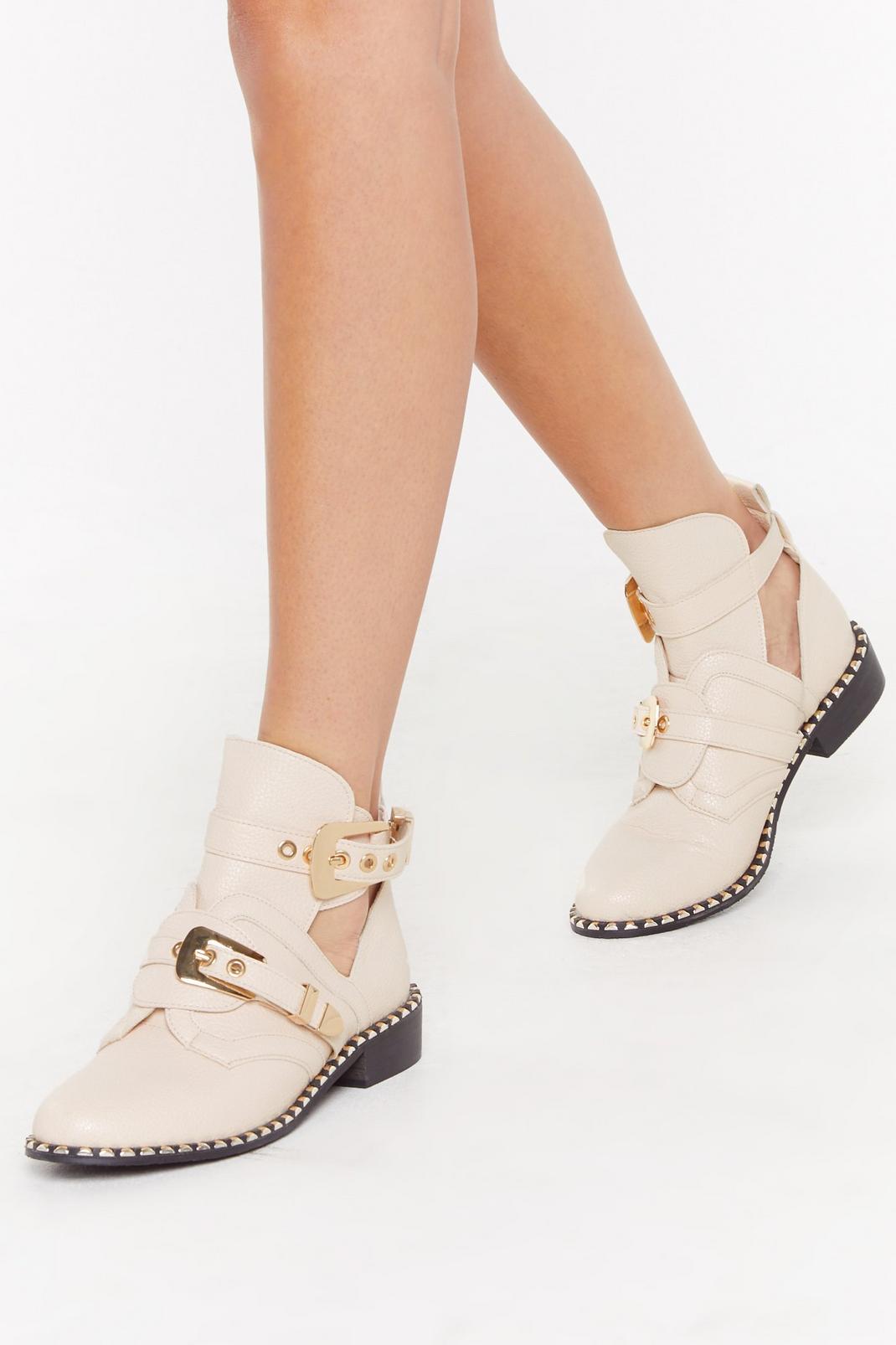 Walking Cut-Out On You Studded Faux Leather Boots image number 1