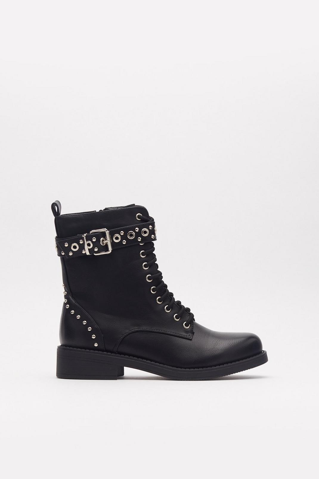 Got a Wandering Eyelet Studded Faux Leather Boots image number 1