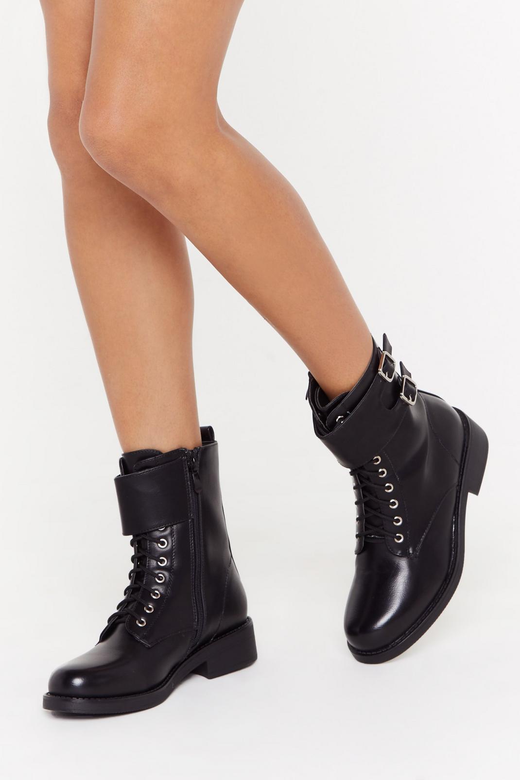 Seeing Double Faux Leather Buckle Boots image number 1