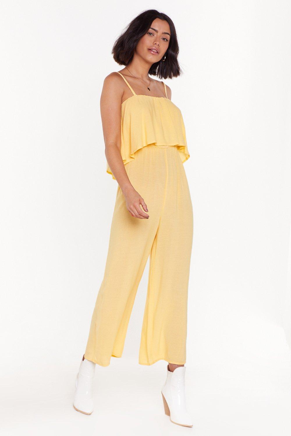 yellow wide leg jumpsuit