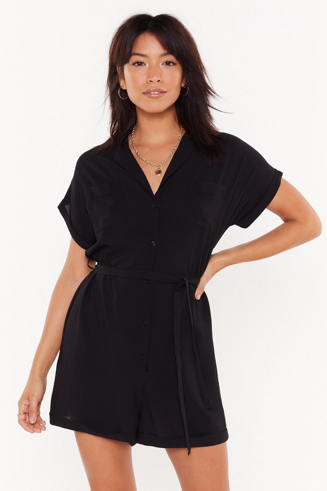 Collar My Name Button-Down Belted Playsuit image number 1
