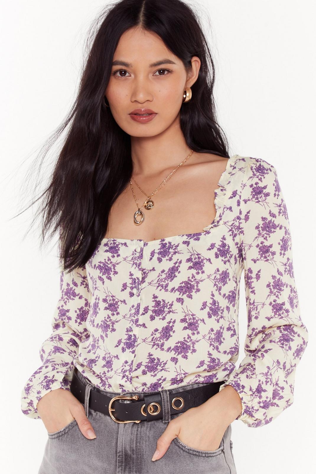 We Lilac You Floral Button-Down Blouse image number 1