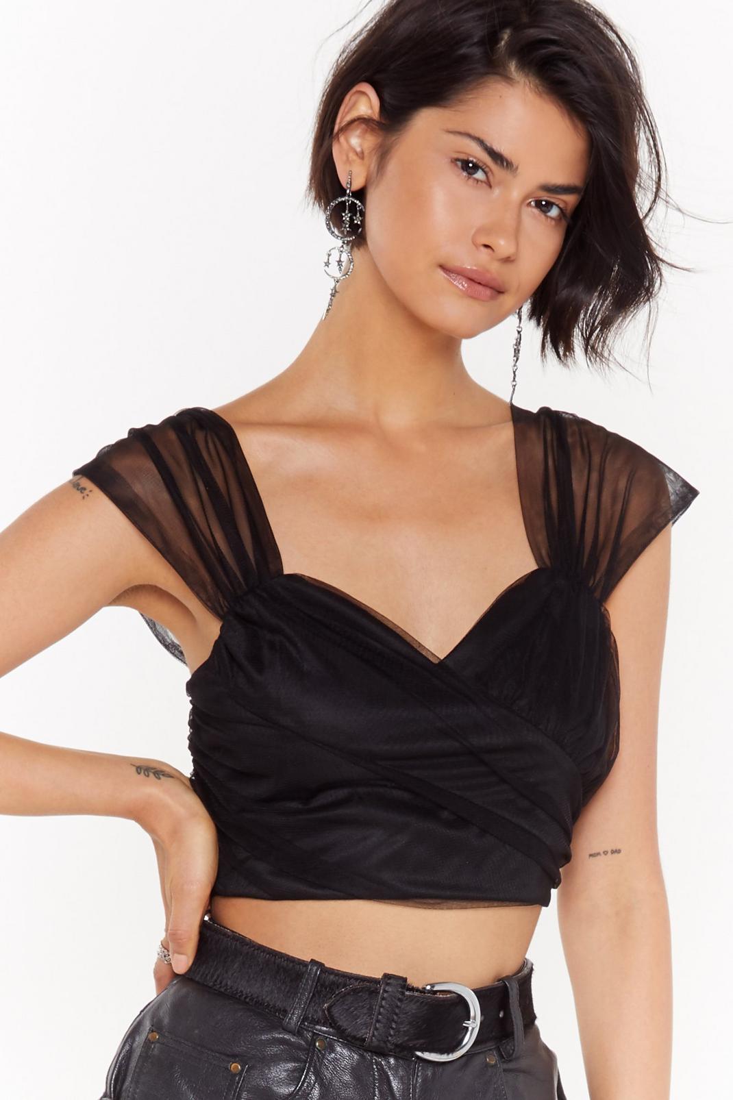 Don't Mesh with Our Girl Sheer Crop Top image number 1
