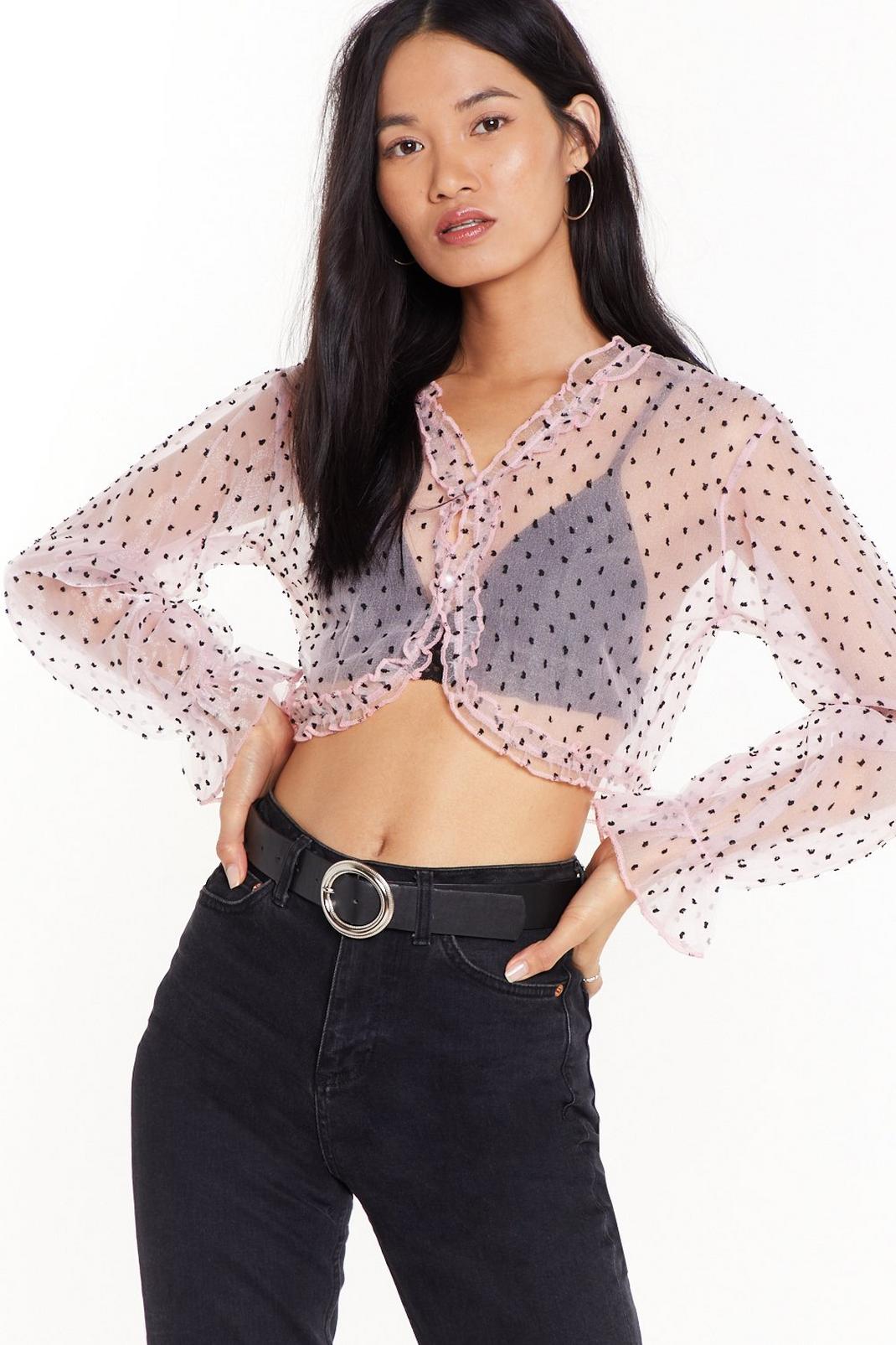 Something Spot to Give Button-Down Cropped Blouse image number 1