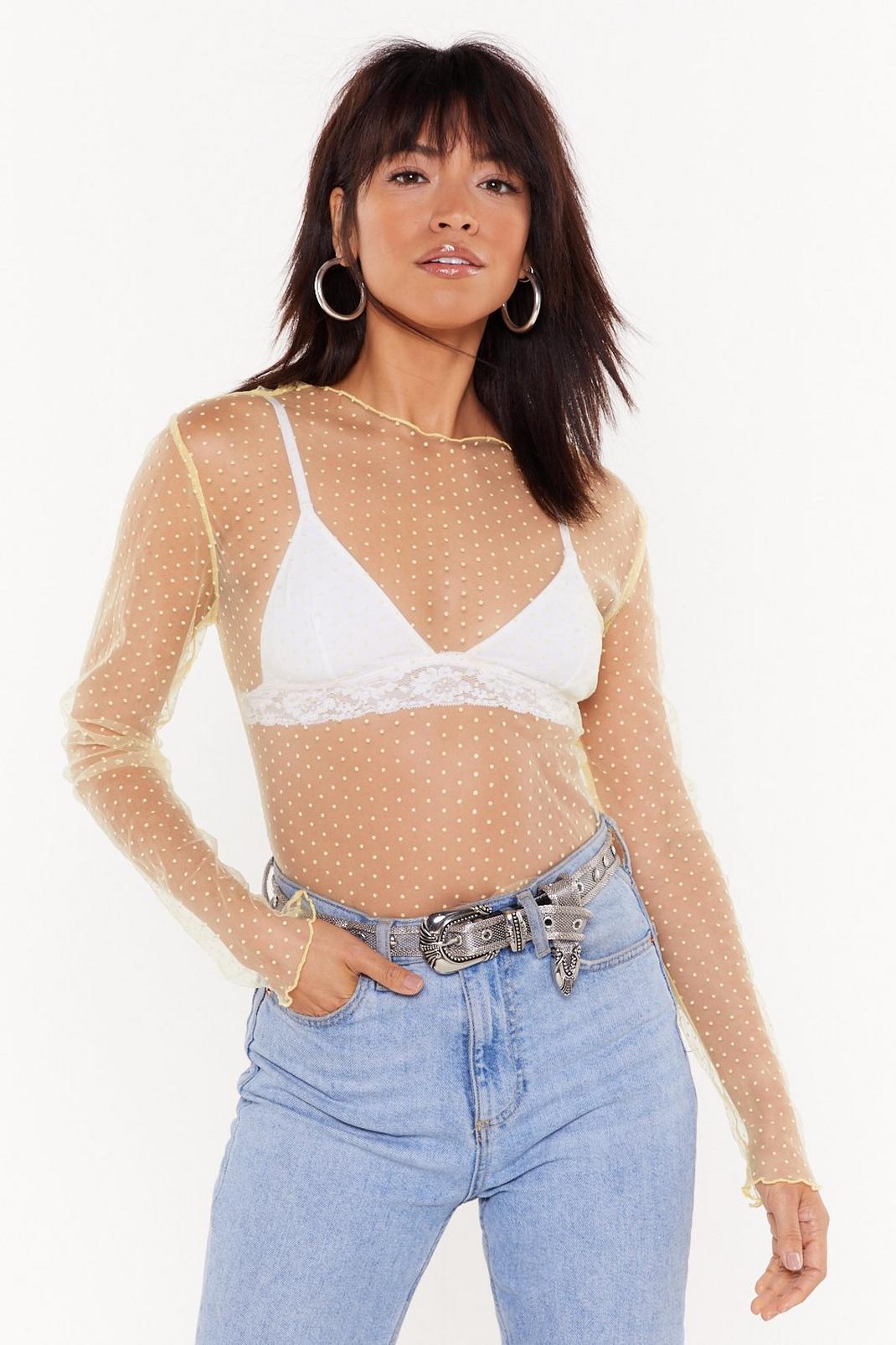 Dobby Mesh High Neck Top image number 1