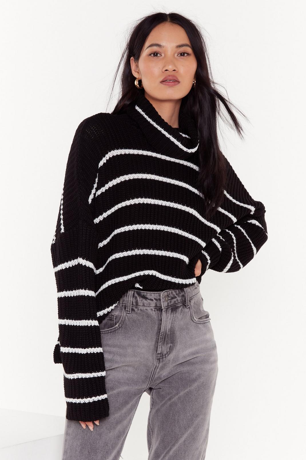 In the Stripe Direction Knitted Turtleneck Sweater image number 1