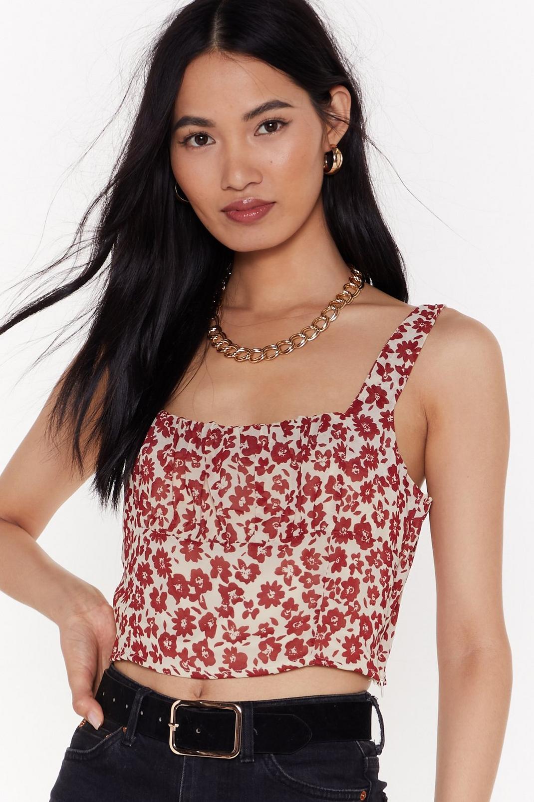 Counting Down the Flowers Floral Crop Top image number 1