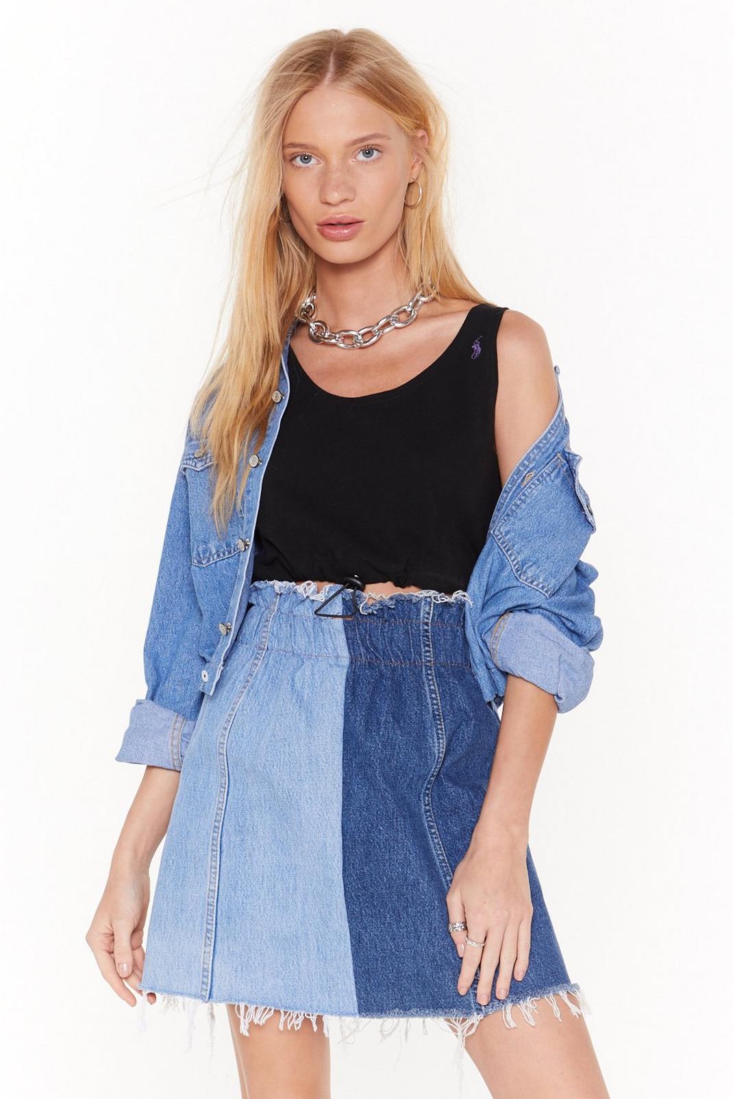 Tone it Down Two-Tone Denim Skirt image number 1
