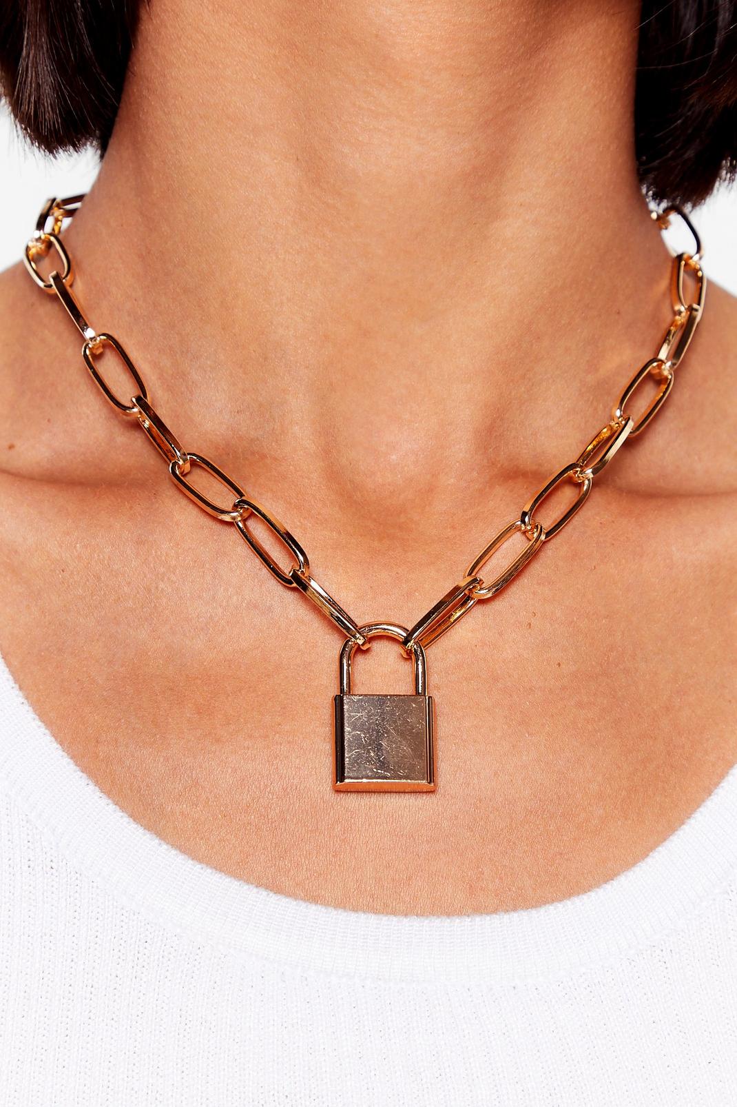 128 Lock and Roll Lock Pendant Necklace image number 2