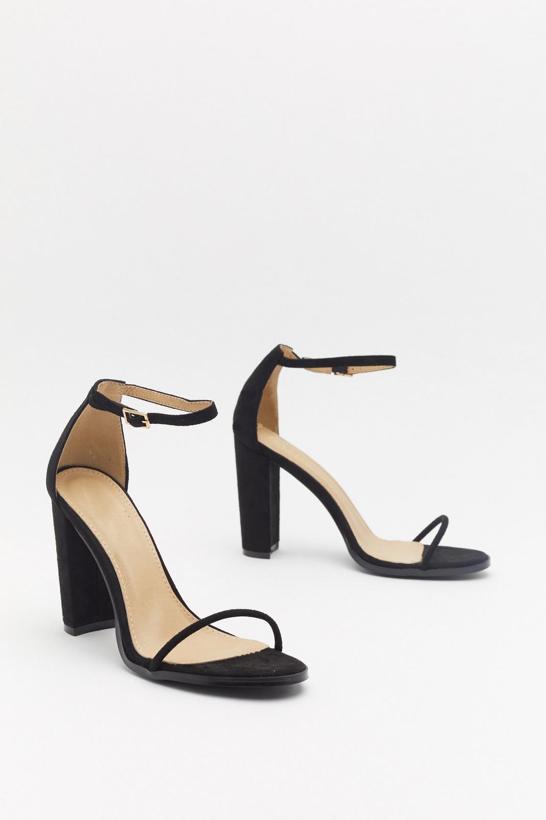 Strappy That You're Here Faux Suede Block Heels image number 1