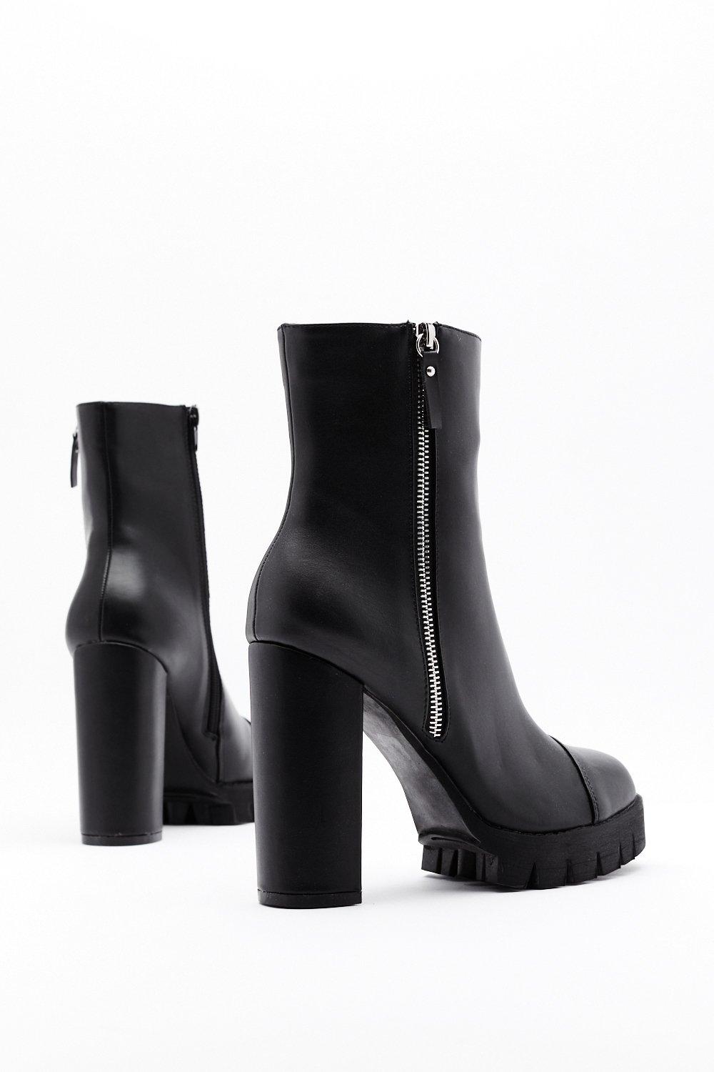 That s Zip Faux Leather Cleated Boots Nasty Gal