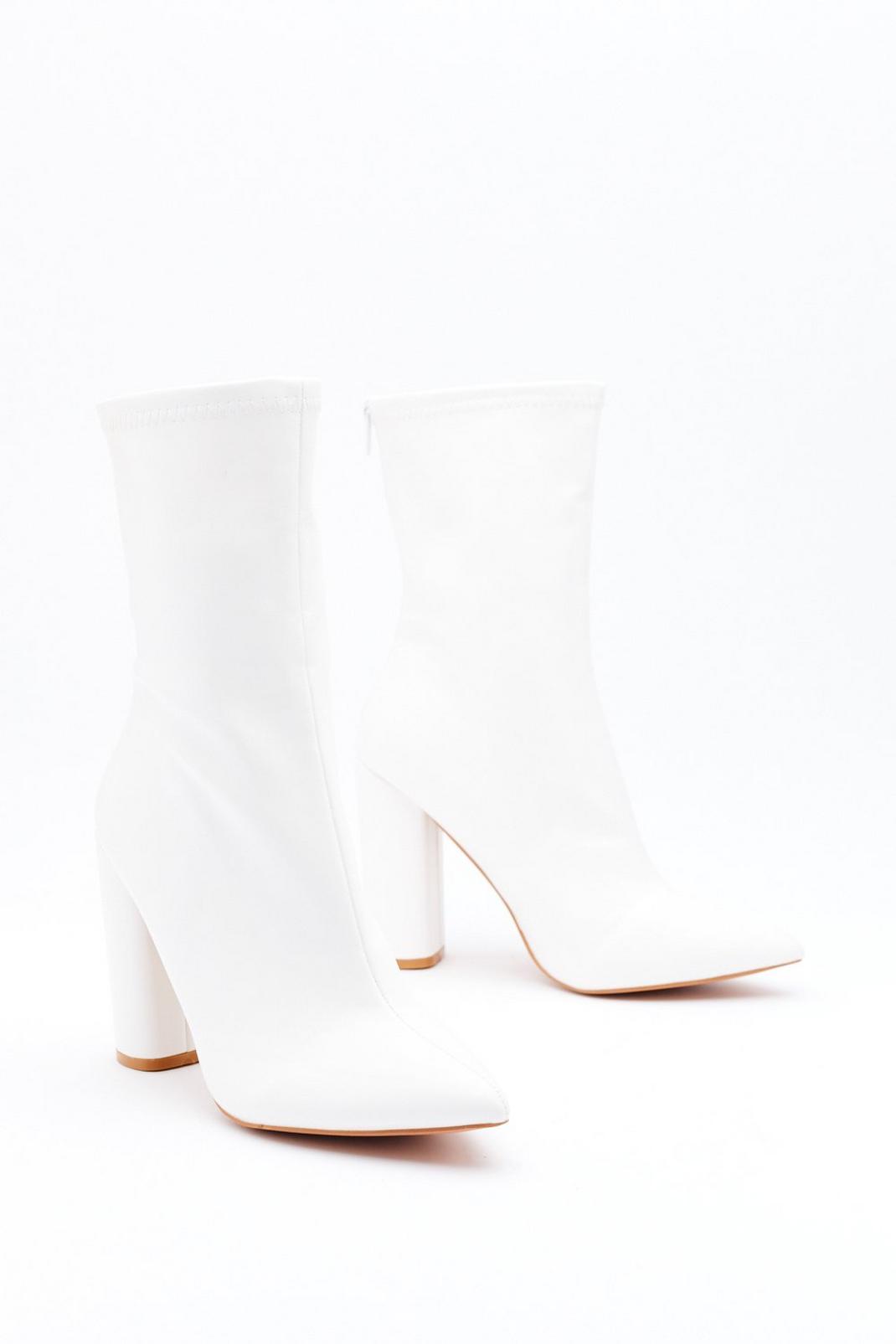 Looking On Point Faux Leather Block Heel Boots | Nasty Gal
