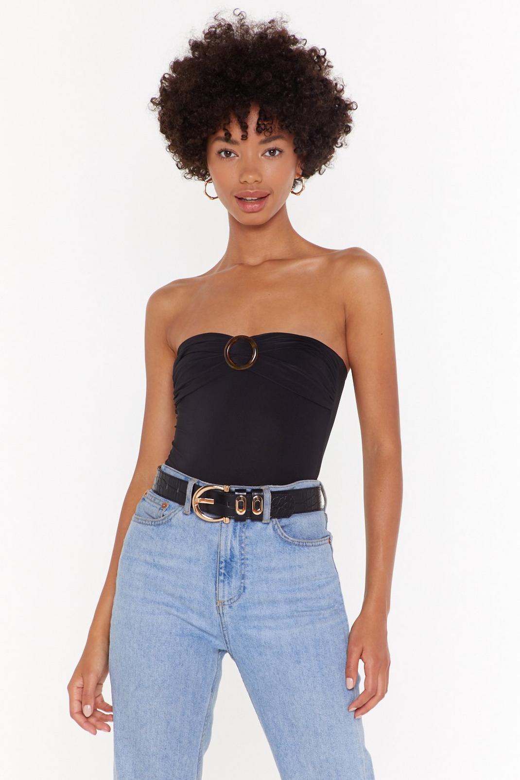 For the Shell of It Bandeau Tortoiseshell Bodysuit image number 1