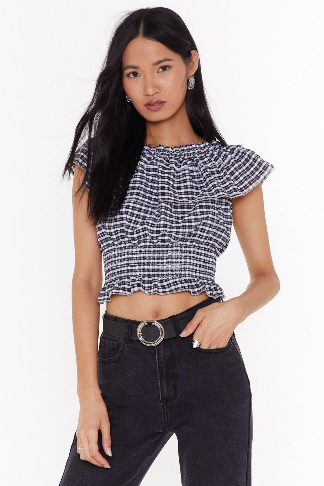 You Frill See Me Gingham Crop Top image number 1