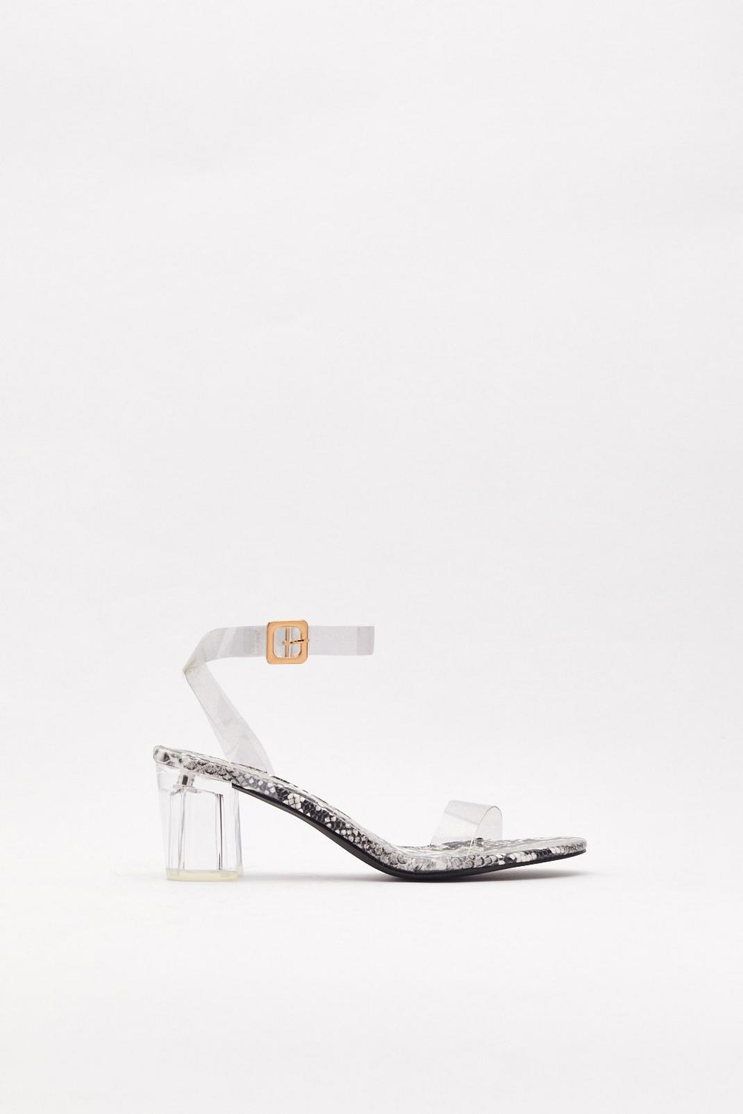 Let's Snake This Clear Block Heel Sandals image number 1