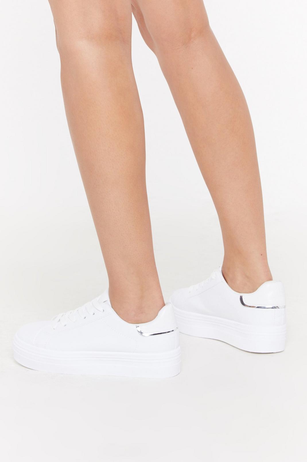 PU Flatform Contrast Tab Lace Up Sneakers image number 1