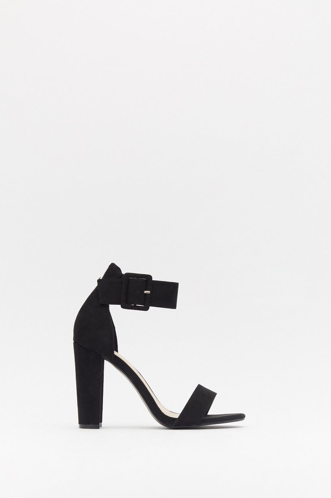 High There Faux Suede Buckle Heels image number 1